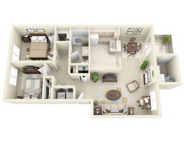 Derby Floor Plan 2 Bedroom 1 Bath two Bedroom Bath apartments